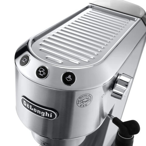 Кофеварка рожковая DELONGHI Dedica EC685.M, 1350 Вт, объем 1,1 л, ручной капучинатор, металлик - фото 8