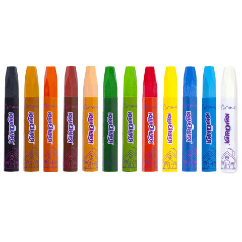 Восковые мелки утолщенные на масляной основе ЮНЛАНДИЯ "ДОМИКИ", 12 цветов, 273090 - фото 2