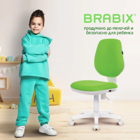 Кресло детское BRABIX "Fancy MG-201W", без подлокотников, пластик белый, салатовое, 532414, MG-201W_532414 - фото 12