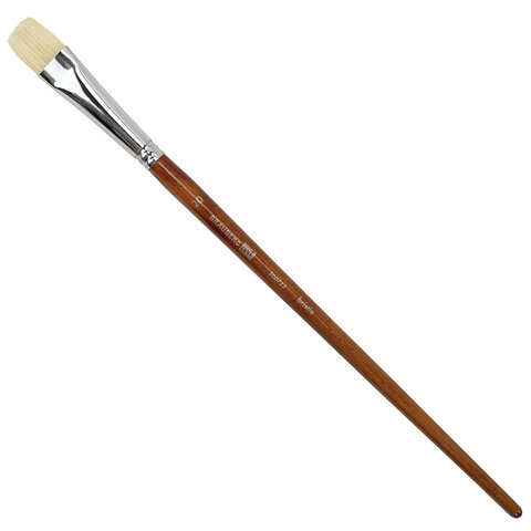 Кисть художественная профессиональная BRAUBERG ART CLASSIC, щетина, плоская, № 20, длинная ручка, 200722 - фото 1