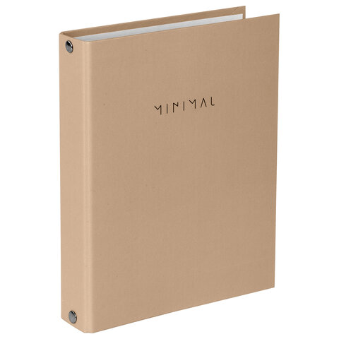 Тетрадь на кольцах А5 175х215 мм, 120 л., твердый картон, матовая ламинация, клетка, BRAUBERG "Minimal beige", 404997 - фото 1