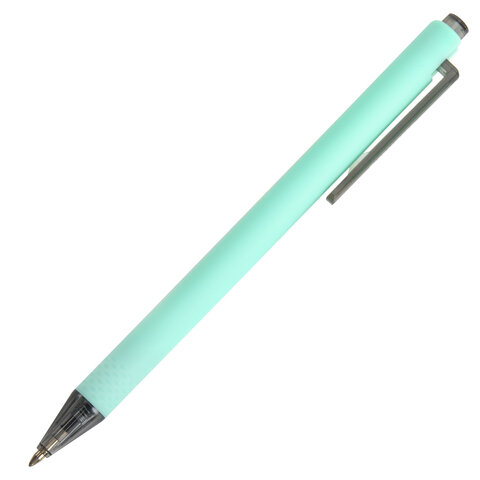 Ручки шариковые автоматические BRAUBERG "VIVID PASTEL", СИНИЕ, НАБОР 4 ШТУКИ, soft-touch, пишущий узел 0,7 мм, линия письма 0,35 мм, 144408 - фото 7