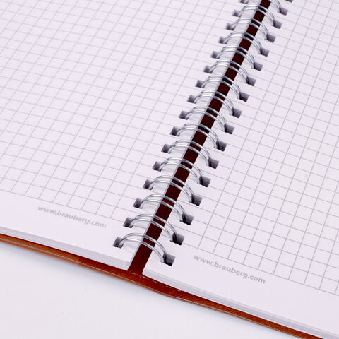 Бизнес-тетрадь на гребне А5 148x218 мм, BRAUBERG "Office PRO", под кожу, клетка, 80 л., коричневая, 111044 - фото 12