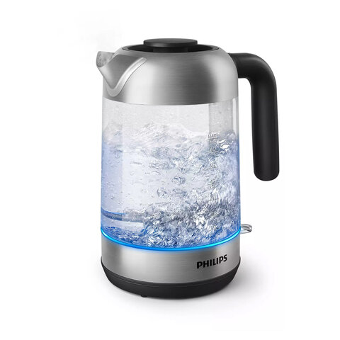 Чайник PHILIPS HD9339/80, 1,7 л, 2200 Вт, закрытый нагревательный элемент, стекло, серебристый - фото 1