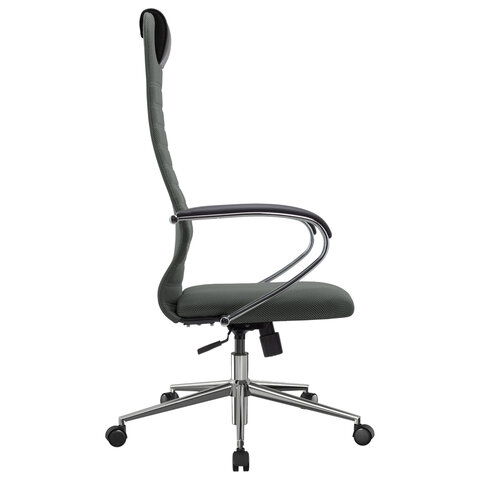 Кресло офисное МЕТТА "SU-B-10" хром, ткань-сетка, сиденье и спинка мягкие, темно-серое - фото 4