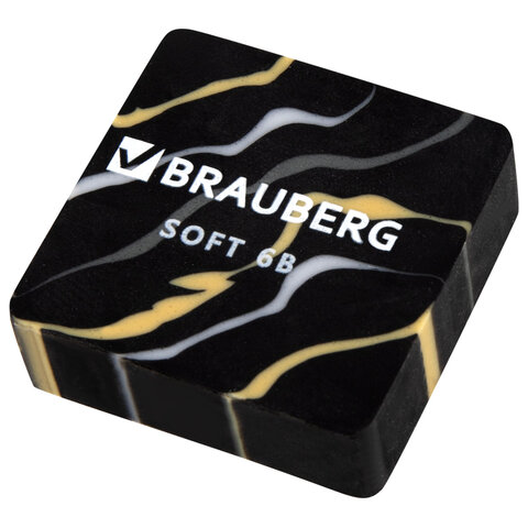 Ластики BRAUBERG "MARBLE", НАБОР 6 штук, 34х34х11 мм, квадратные, экологичный ПВХ, блистер, 272735 - фото 4