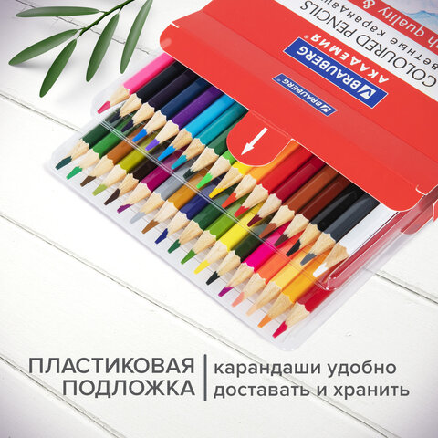 Карандаши цветные мягкие BRAUBERG АКАДЕМИЯ, 36 цветов, шестигранные, грифель 3 мм, натуральное дерево, 181867 - фото 12