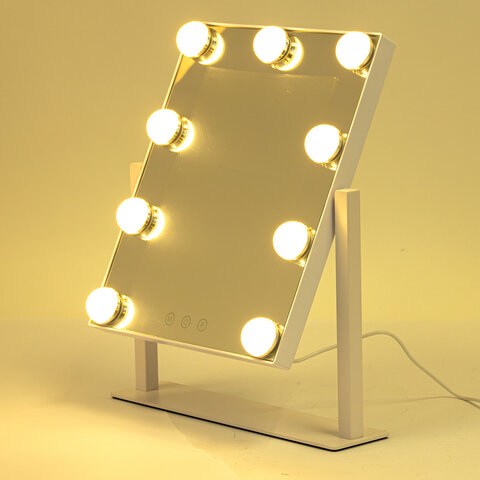 Зеркало для макияжа гримерное с подсветкой, 9 LED-ламп, 3 режима свечения, размер 25х30 см, работа от сети 220 V, цвет белый, BRABIX, 609335 - фото 9