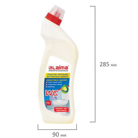 Средство для уборки туалета кислотное 750 г, LAIMA PROFESSIONAL "Лимон-WC Гель", утенок, 604793 - фото 5