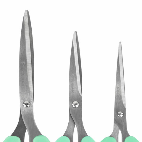 Ножницы BRAUBERG "CLASSIC PRO" 3 шт. (155, 185, 210 мм), мятные ручки, ВЫГОДНАЯ УПАКОВКА, 272979 - фото 4