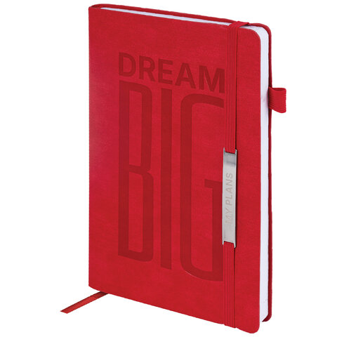 Ежедневник недатированный А5 138х213 мм BRAUBERG "BeStyle", под кожу, резинка, держатель, 160 л., красный, 116217 - фото 1