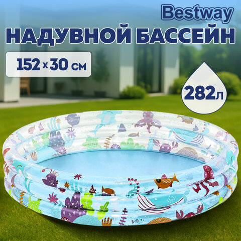 Надувной бассейн детский "Подводный мир", 152х30 см, 282 л, от 2 лет, BESTWAY, 51004 - фото 7