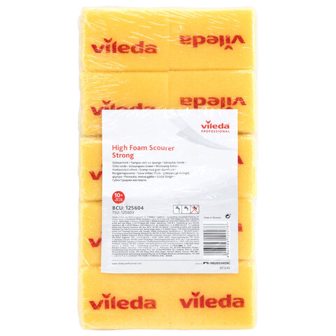 Губки VILEDA PROFESSIONAL профильные "Средняя жесткость" КОМПЛЕКТ 10 шт., желтые, ЗЕЛЕНЫЙ абразив, 9,5х7х4,5 см, 125604 - фото 9