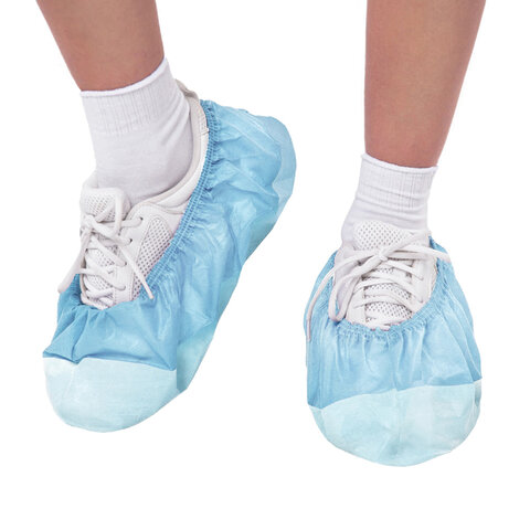 Бахилы ламинированные, КОМПЛЕКТ 500 шт., 38х16 см, спанбонд + ПВД, 100 мкм, 13 г, голубые, ELEGREEN, ПВД-50/2р-Г-Б - фото 2