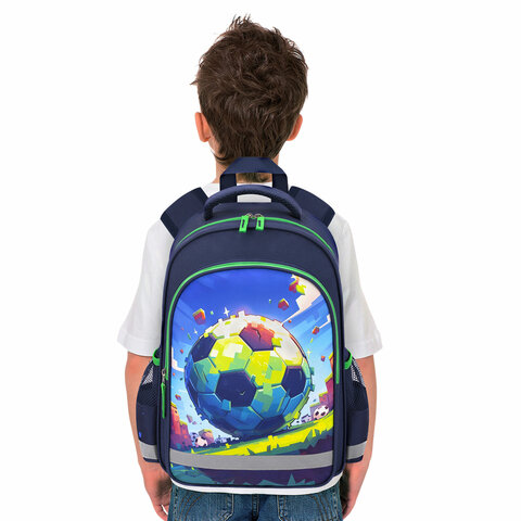 Рюкзак ПИФАГОР SCHOOL, 1 отделение, 3 кармана, "Football match", 38x28х14 см, 273171 - фото 7