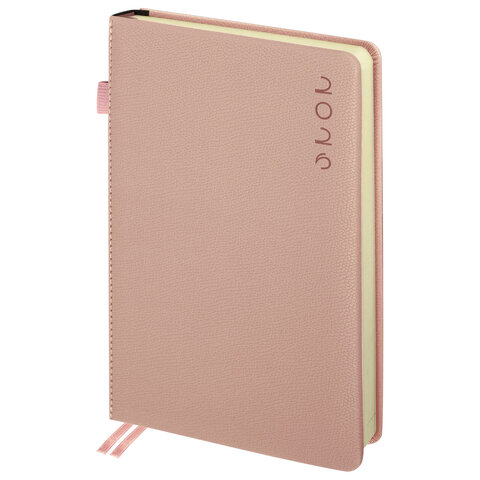 Ежедневник датированный 2026, А5, 138х213 мм, BRAUBERG "Essential", под кожу, держатель, розовый, 117395 - фото 2