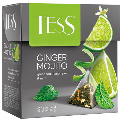 Чай TESS "Ginger Mojito" зеленый с ароматом мяты, цедрой лимона, имбирем, 20 пирамидок по 1,8 г, 0788-12 - фото 5