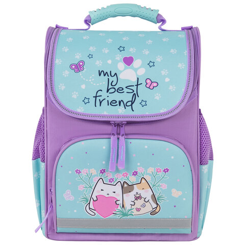 Ранец ПИФАГОР BASIC, 1 отделение, 3 кармана, эргономичная спинка, "Cat friends", 35х28х18 см, 272048 - фото 3