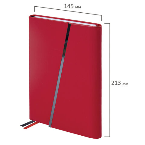 Ежедневник недатированный А5 145х213 мм BRAUBERG "Vogue", под кожу, магнитный клапан, 160 л., красный, 116225 - фото 2