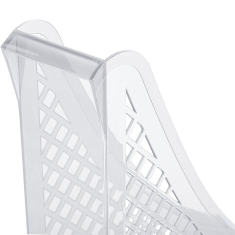 Лоток вертикальный для бумаг BRAUBERG ECO, 240х80х290 мм, сетчатый, прозрачный, 239016 - фото 5