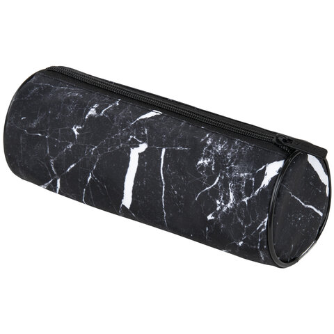 Пенал-тубус BRAUBERG, с эффектом Soft Touch, мягкий, "Black marble", 22х8 см, 271569 - фото 1
