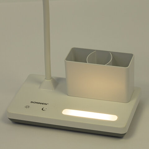 Настольная лампа / светильник беспроводная SONNEN PT-301, органайзер, USB, LED, 4 Вт, 3 режима, 238778 - фото 14