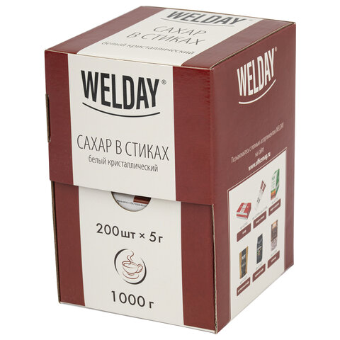Сахар порционный OFFICE-BOX WELDAY (ВЭЛДЭЙ) в стиках по 5 г, 200 штук, 1 кг, 624095 - фото 6