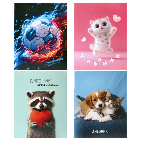 Дневник 1-11 класс 40 л., на скобе, ПИФАГОР, обложка картон, МИКС "Универсальный", 107578 - фото 1