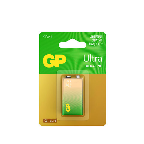 Батарейка 1 шт., GP Ultra G-Tech, Крона (6LR61, 6LF22, 1604A), алкалиновая, блистер, 1604AU-5CR1 Батарейка 1 шт., GP Ultra G-Tech, Крона (6LR61, 6LF22, 1604A), алкалиновая, блистер, 1604AU-5CR1 - фото 1