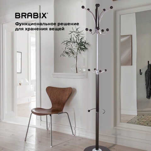Вешалка-стойка BRABIX "CR-8342" на мраморном диске, металл, 5+4 крючка, цвет черный, 606439 - фото 12