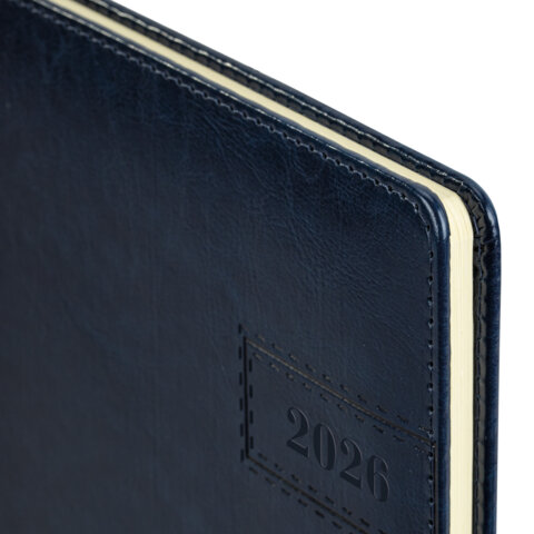 Еженедельник датированный 2026, БОЛЬШОЙ ФОРМАТ 210х297 мм, А4, BRAUBERG "Imperial", под кожу, синий, 117157 - фото 3