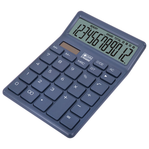 Калькулятор настольный BRAUBERG CH-12-BU (153х103 мм), 12 разрядов, двойное питание, синий, 272959 - фото 3