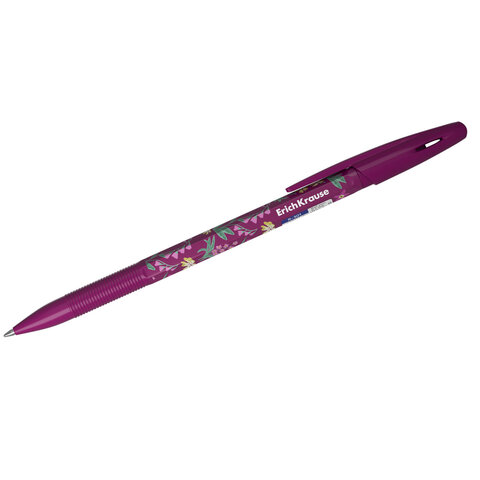 Ручка шариковая ERICH KRAUSE "R-301 Stick Floral" СИНЯЯ, синяя, корпус ассорти, линия 0,35 мм, 63077 - фото 4