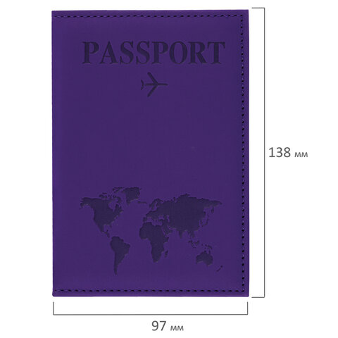 Обложка для паспорта "Passport map", экокожа soft-touch, фиолетовая, STAFF, 238762 - фото 7