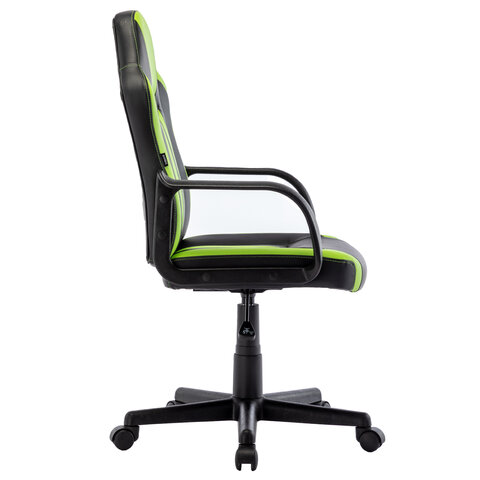 Кресло компьютерное BRABIX "Stripe GM-202", экокожа, черное/зеленое, 532511 - фото 2
