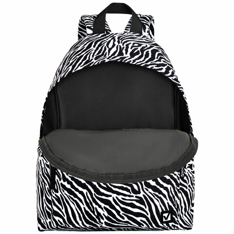 Рюкзак BRAUBERG СИТИ-ФОРМАТ универсальный, "Zebra", белый/черный, 41х32х14 см, 271680 - фото 7