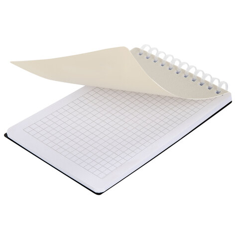 Блокнот МАЛЫЙ ФОРМАТ А6, 60 л., силиконовый гребень, обложка пластик, клетка, BRAUBERG, бежевый, 117563 - фото 3