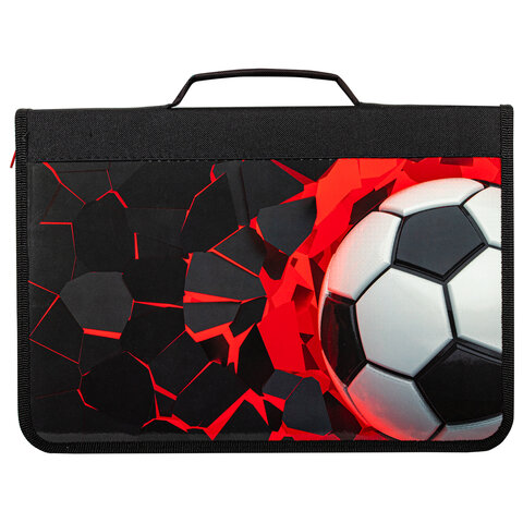 Папка на молнии BRAUBERG А4 с ручкой, с органайзером, 1 отделение, "Black football", 270992 - фото 2