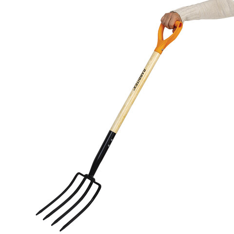 Вилы копальные стальные 19х28 см, ОБЩАЯ ДЛИНА 115 см, деревянный черенок, V-ручка, RABBITEX (РАББИТЕКС) "STANDARD", 700492 - фото 5