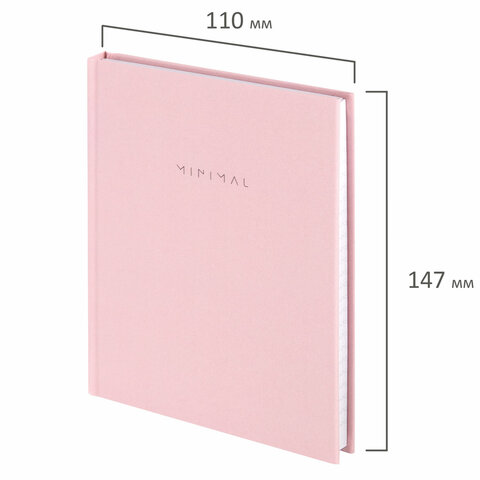 Блокнот МАЛЫЙ ФОРМАТ 110х147 мм, А6, 80 л., твердый, клетка, BRAUBERG "Minimal", розовый, 116449 - фото 2
