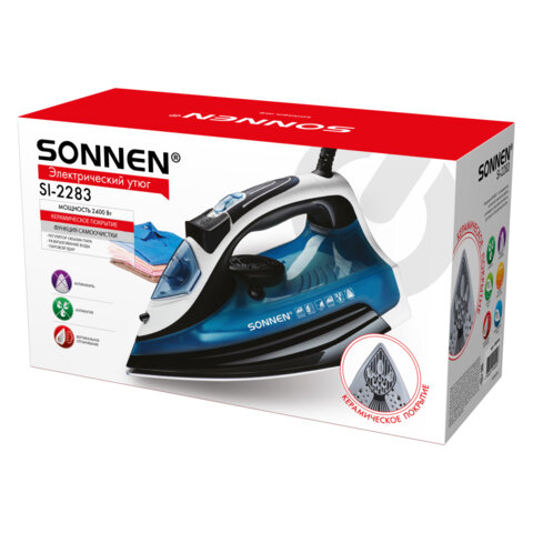Утюг паровой SONNEN SI-2283, 2400 Вт, керамическое покрытие, антикапля, антинакипь, cиний, 456995 - фото 10