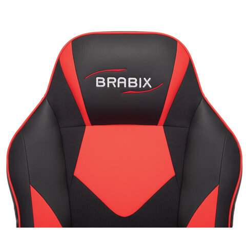 Кресло компьютерное BRABIX "Game GM-017", экокожа/ткань, черное/красное, 532642, GM-017_532642 - фото 5