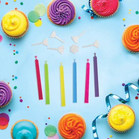 Набор свечей для торта с цветным пламенем 6 шт., 6 см, с держателями, ЗОЛОТАЯ СКАЗКА, 591459 - фото 3