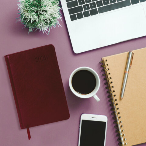 Ежедневник датированный 2026, А5, 138х213 мм, BRAUBERG "Impression", под кожу, бордовый, 117512 - фото 13