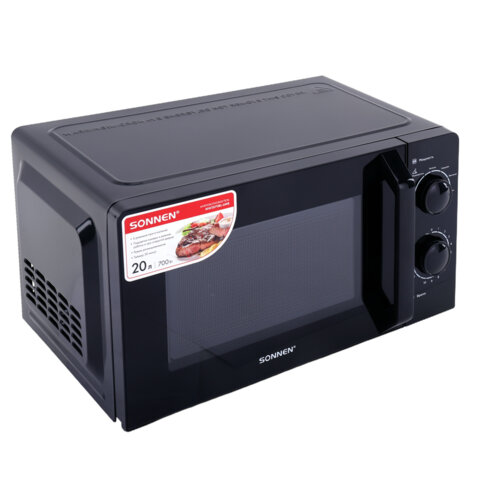 Микроволновая печь SONNEN MW2070BL-6MB, 20 л, 700 Вт, таймер, механическое управление, ручка, черная, 454983 - фото 5
