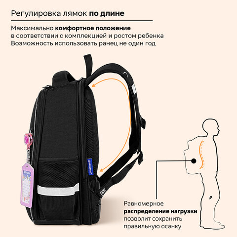 Ранец BRAUBERG FIT, 2 отделения, "Золотые бабочки", 38х27х14 см, 274383 - фото 13