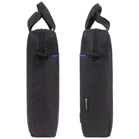 Сумка портфель BRAUBERG PRACTICAL с отделением для ноутбука 15,6", Blue line, черная, 29х40х7 см, 272603 - фото 3