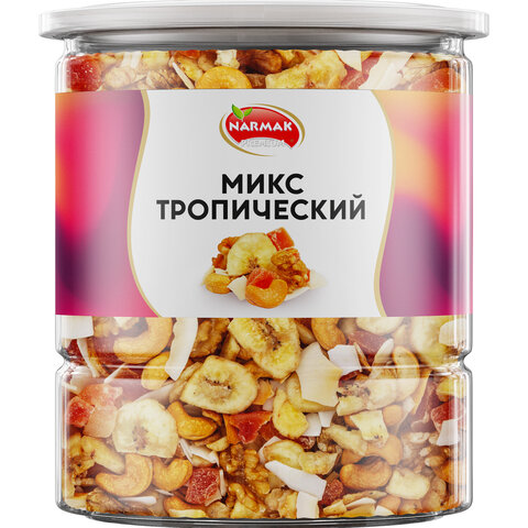 Орехи и сухофрукты NARMAK "Микс Тропический", грецкий орех, кешью, кокос, банан, цукаты, 400 г - фото 1