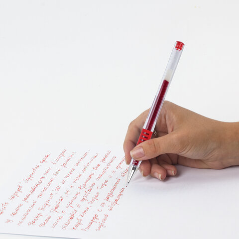 Ручка гелевая с грипом PILOT "G-1 Grip", КРАСНАЯ, корпус прозрачный, узел 0,5 мм, линия письма 0,3 мм, BLGP-G1-5, BLGP-G1-5 R - фото 6