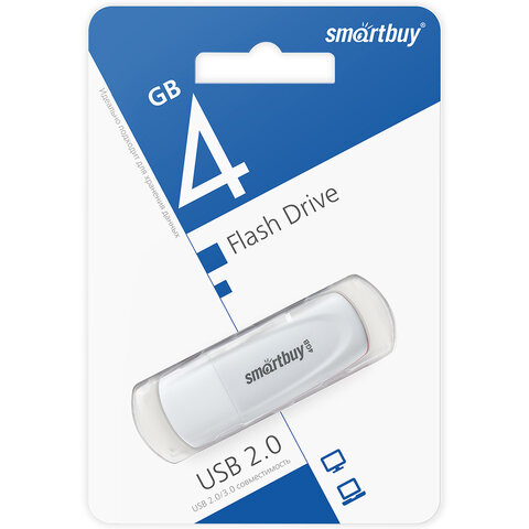 Флеш-диск 4 GB SMARTBUY Scout, USB 2.0, белый, SB004GB2SCW - фото 4